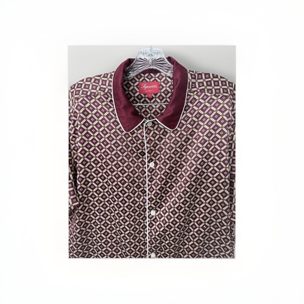 Supreme Satin Pajama Shirt Red Polysatin Size Large SS2020
